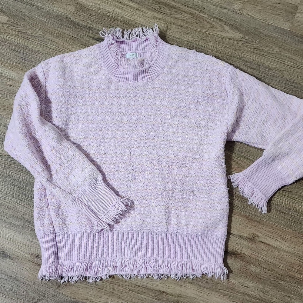 VOY Fringed Lilac Turtleneck Sweater